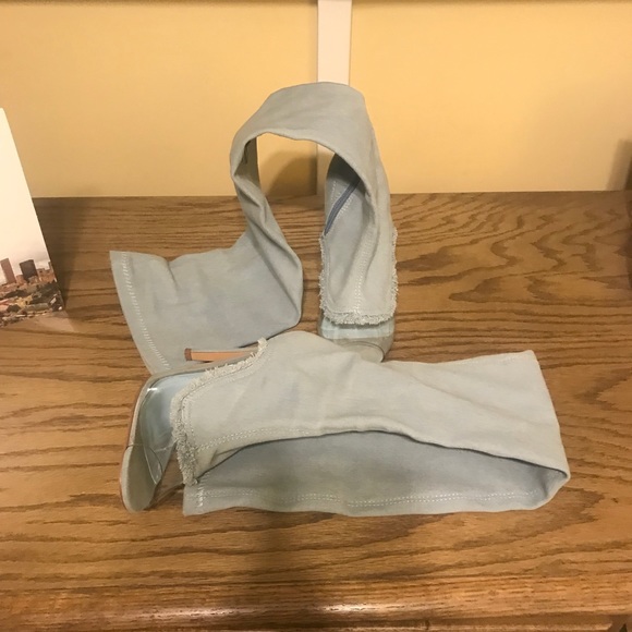 OTK Denim Peep Toe Boots - Picture 3 of 3